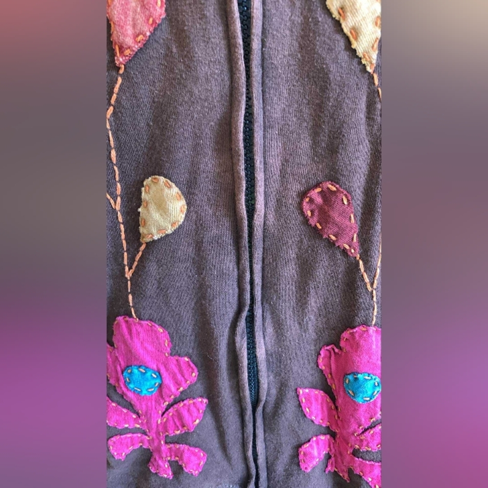 Greater Good Network Brown Boho Multicolored Floral Hoodie Size XXL With Birds - Picture 5 of 11